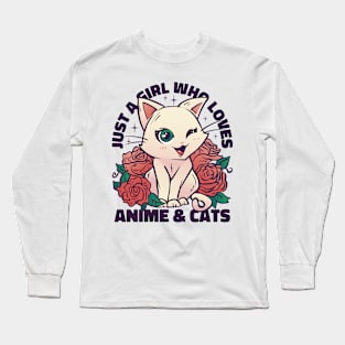 Anime & Feline Love Fusion Long Sleeve T-Shirt